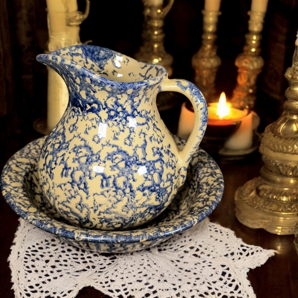 Rare Robinson Ransbottom Pitcher (Ewer) & Basin..  EXCELLENT CONDITION for age. - Picture 13 of 17